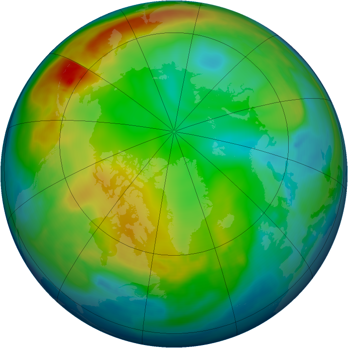 Arctic ozone map for 23 December 2007
